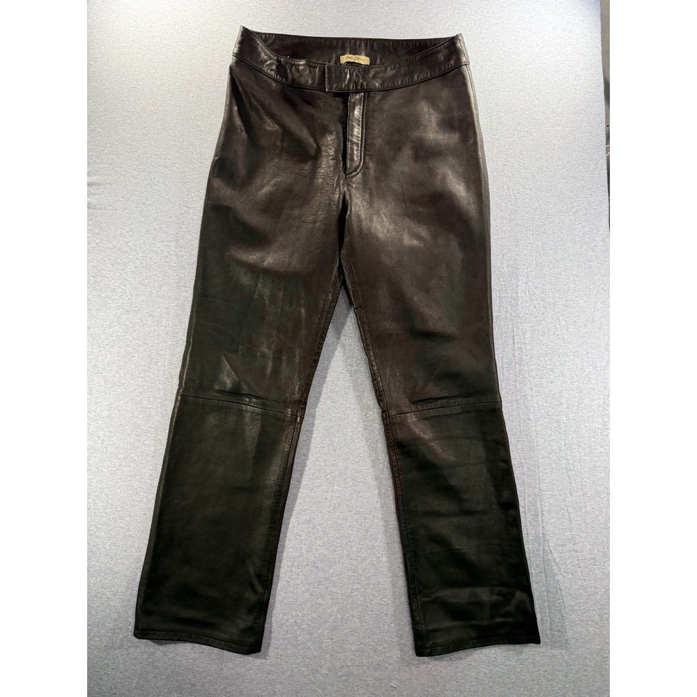 Vintage Rem Garson Genuine Leather Pants Women's Size 12 Black Straight Leg